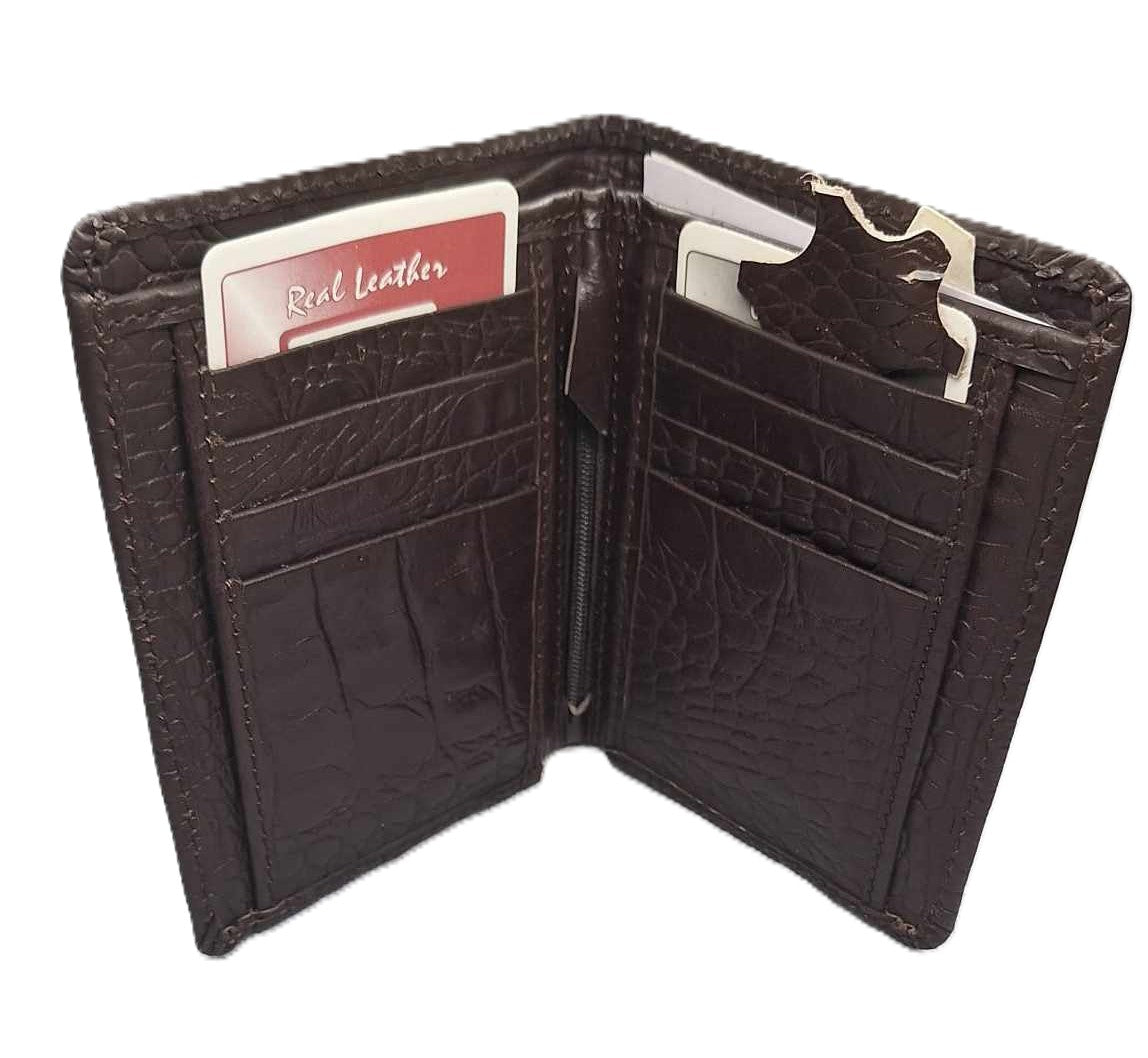 Men’s Designer Genuine Leather Wallet - Durable Crocodile Pattern - High Quality