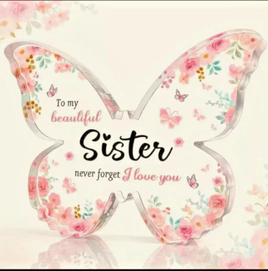 Sister Birthday Gift – Love You Butterfly Acrylic Plaque Sign | Heartfelt Personalized Present for Sister - Epic Entertainers