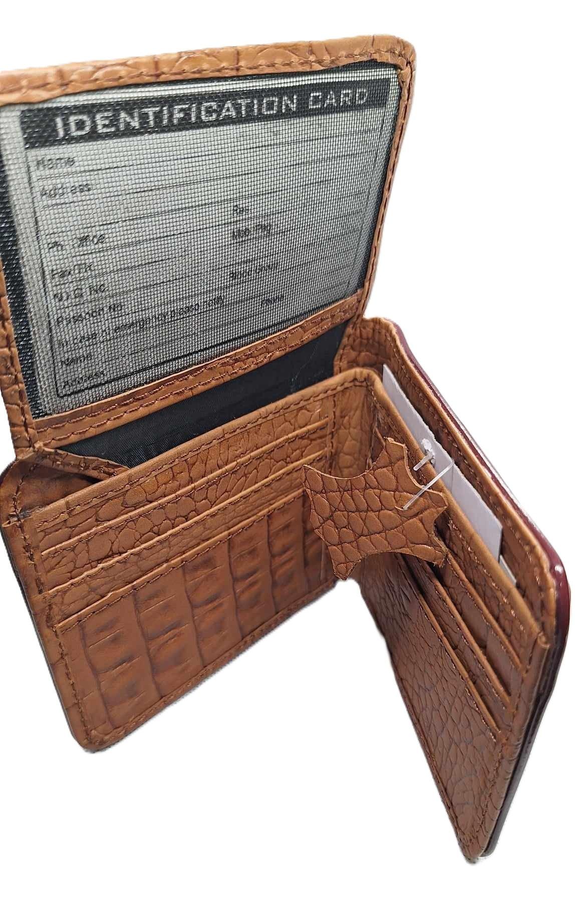 Men's Designer Leather Wallet – Genuine, Durable with Crocodile Pattern - Epic Entertainers