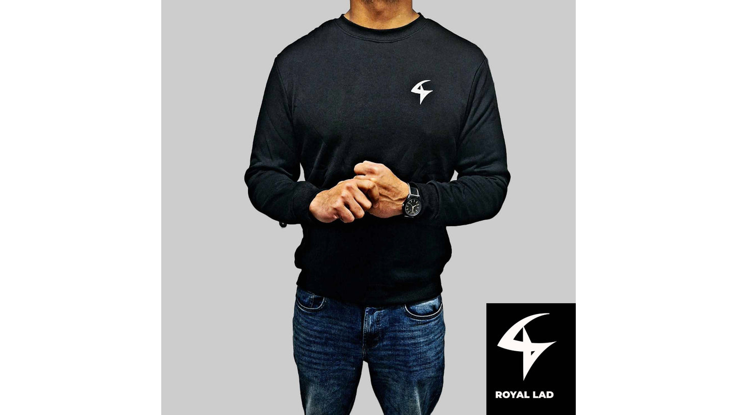 Men's Lightweight Fleece Crewneck - Comfortable Pullover Sweatshirt Black