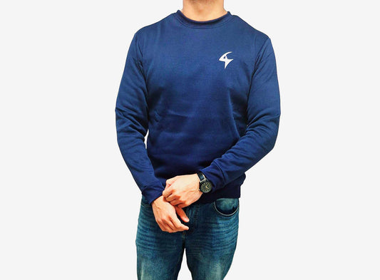 Men's Lightweight Fleece Crewneck - Comfortable Pullover Sweatshirt Blue
