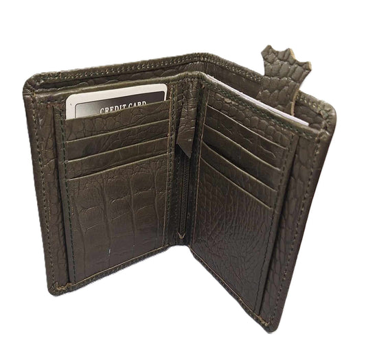 Designer Genuine Leather Sheepskin Wallet - Durable Crocodile Pattern