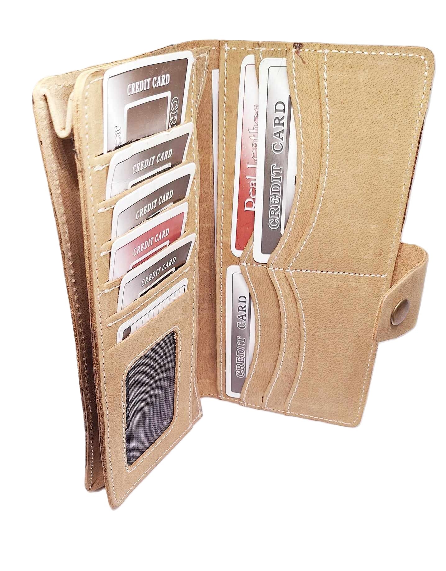 High Quality Bifold Men Business Wallet Long Clutch Leather Purse ID Card Holder