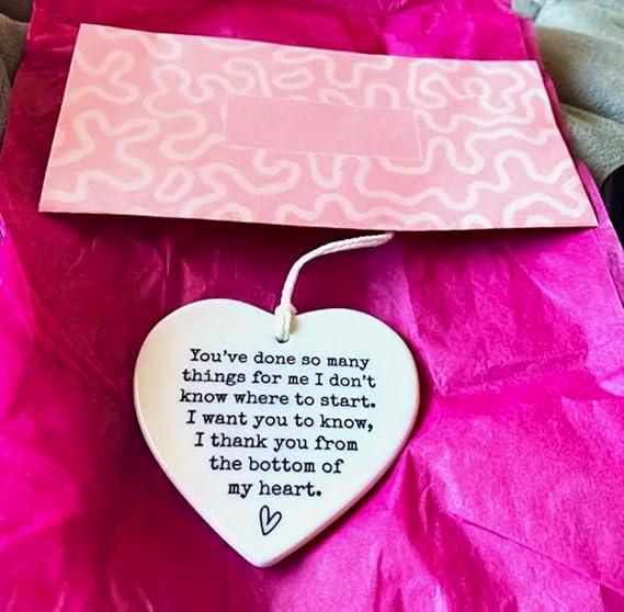 Heart Shaped Thank You Gift - Small Hanging Decor for Women & Men- Cute Heart Ornament - Valentine's Day Gift Appreciation Gift - Epic Entertainers
