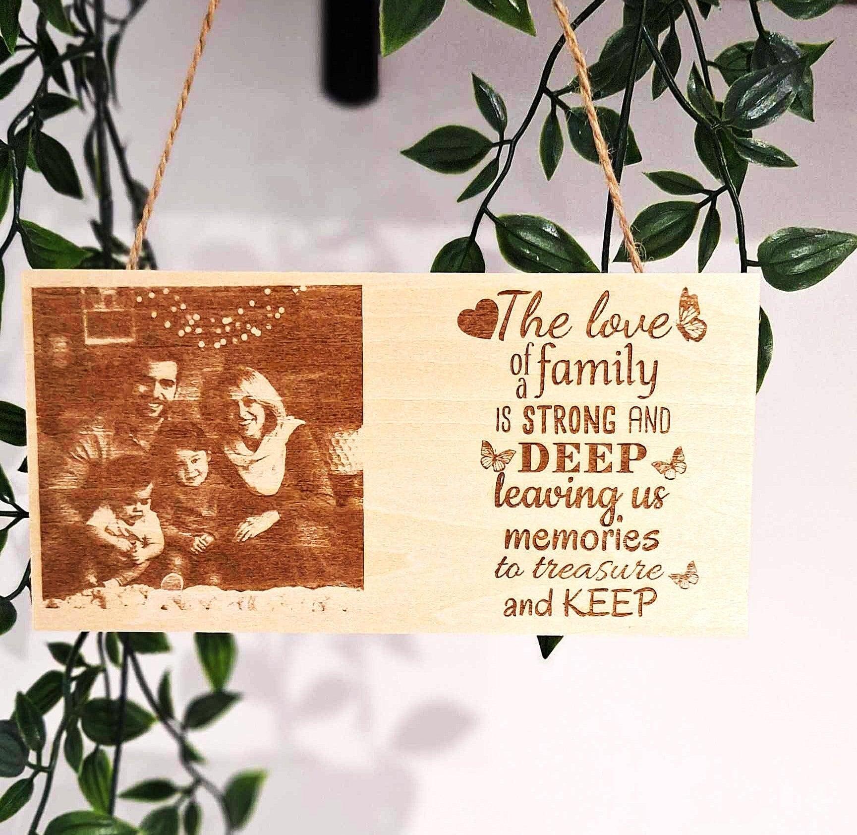 Personalised Family Photo Plaque | Engraved Wooden Sign | Custom Hanging Wall Decor | Unique Birthday or All Occasions Gift - Epic Entertainers