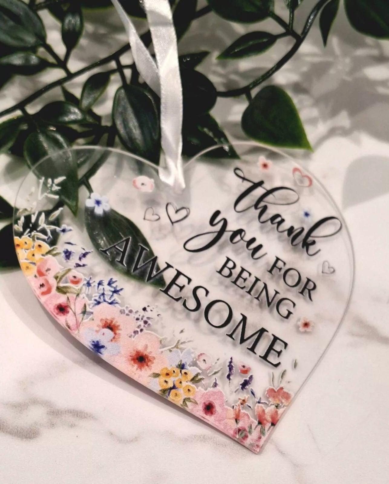 Heart Shaped Thank You Gifts - Small Hanging Decor for Women & Men - Epic Entertainers