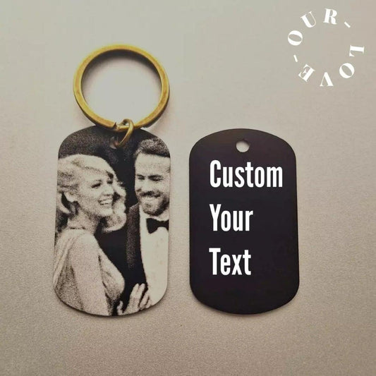 Personalised Custom Engraved Keychain with Your Photo - Photo Keychain Gift for Valentine's Day, Anniversary, Birthday - All Occasions Gift for Him/Her, Upload Your Design for a Special Keepsake - Epic Entertainers