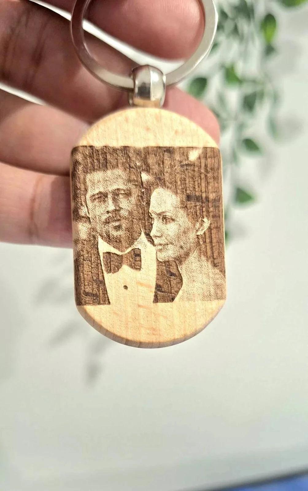 Personalised Wooden Keychain – Custom Engraved Photo Keychain for All Occasions |Thoughtful Keepsake for Her, Him, Friends & Family - Epic Entertainers
