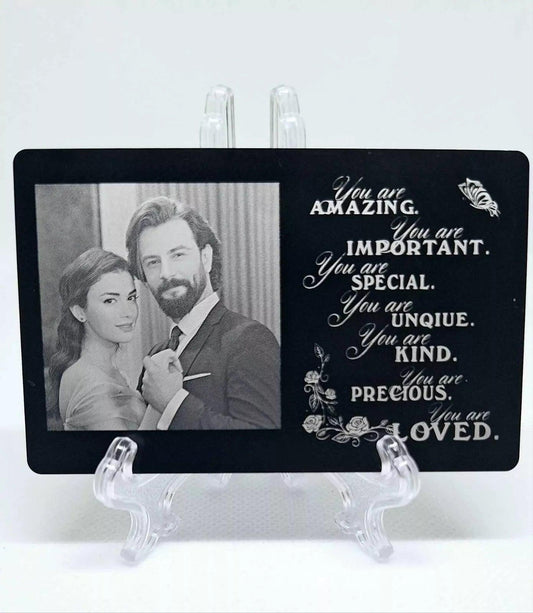 Personalised Metal Photo & Text Keepsake Card-Custom Wallet Gift-Memories - Epic Entertainers
