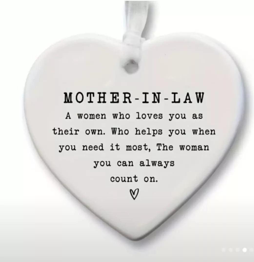 Heart Shaped Mother In Law Gifts - Small Hanging Decor for Some One Special Gift - Epic Entertainers