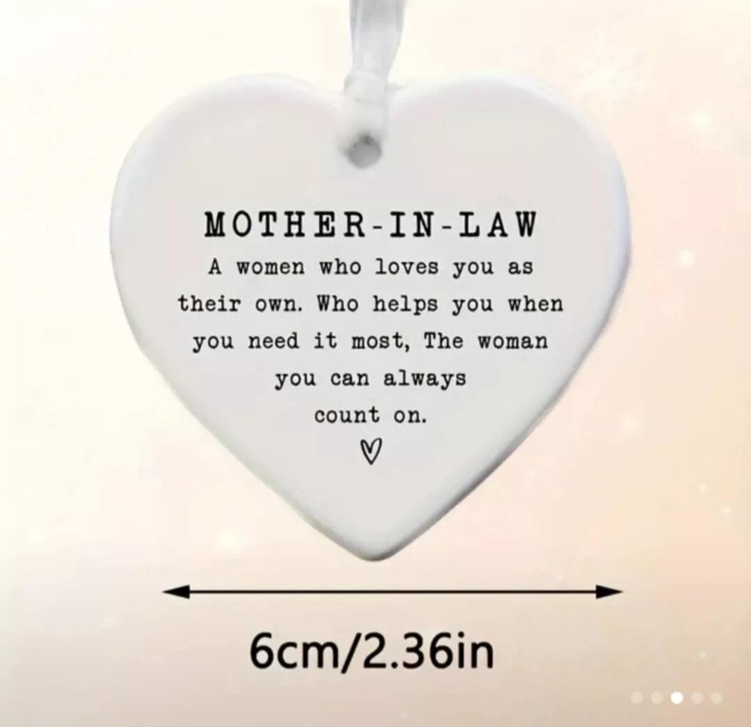 Heart Shaped Mother In Law Gifts - Small Hanging Decor for Some One Special Gift - Epic Entertainers