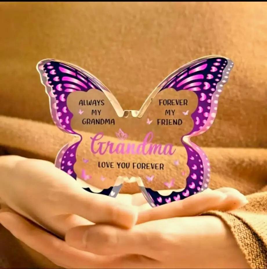 Grandma Love You Forever Butterfly Acrylic Plaque Sign - Friend - Home Decor - Epic Entertainers