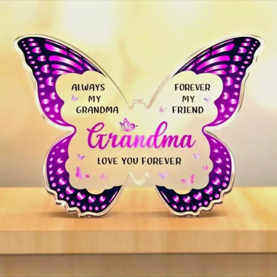 Grandma Love You Forever Butterfly Acrylic Plaque Sign - Friend - Home Decor - Epic Entertainers