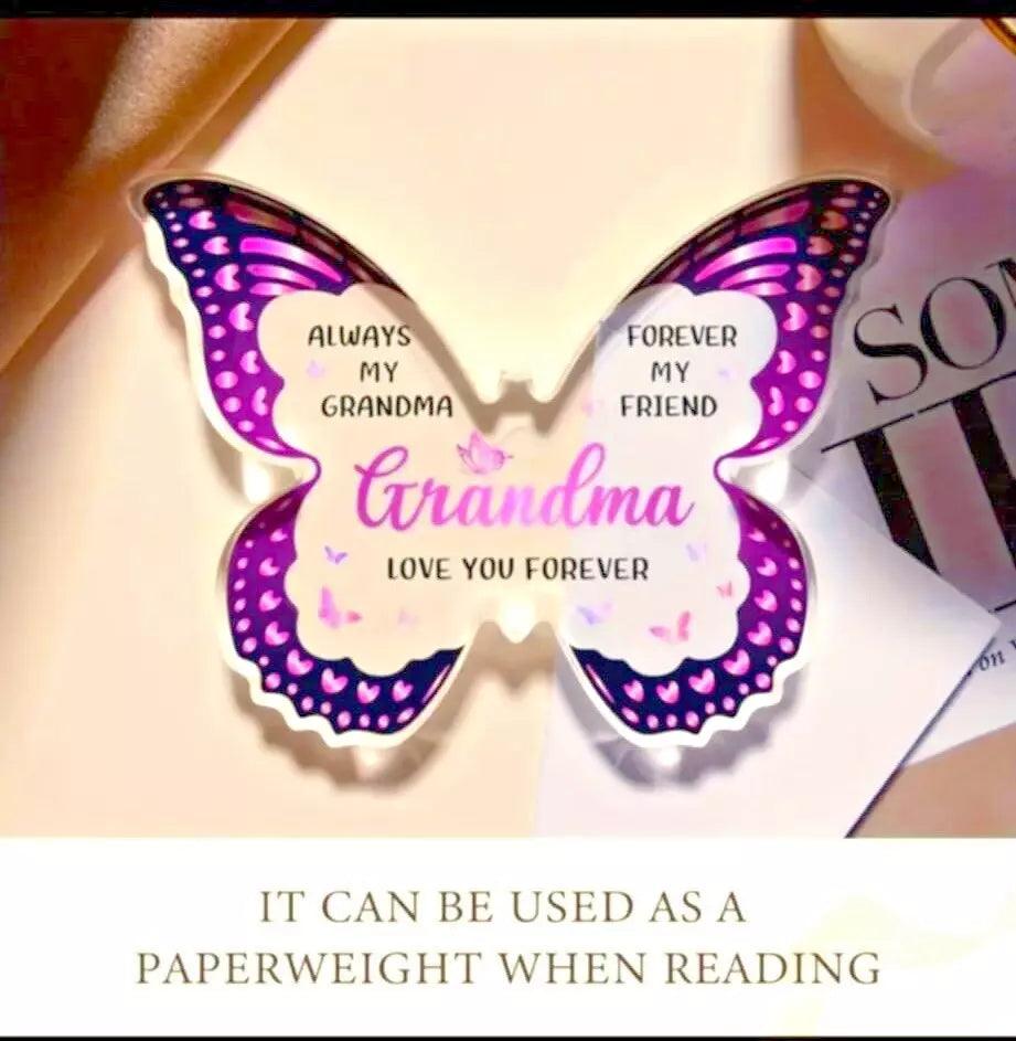 Grandma Love You Forever Butterfly Acrylic Plaque Sign - Friend - Home Decor - Epic Entertainers