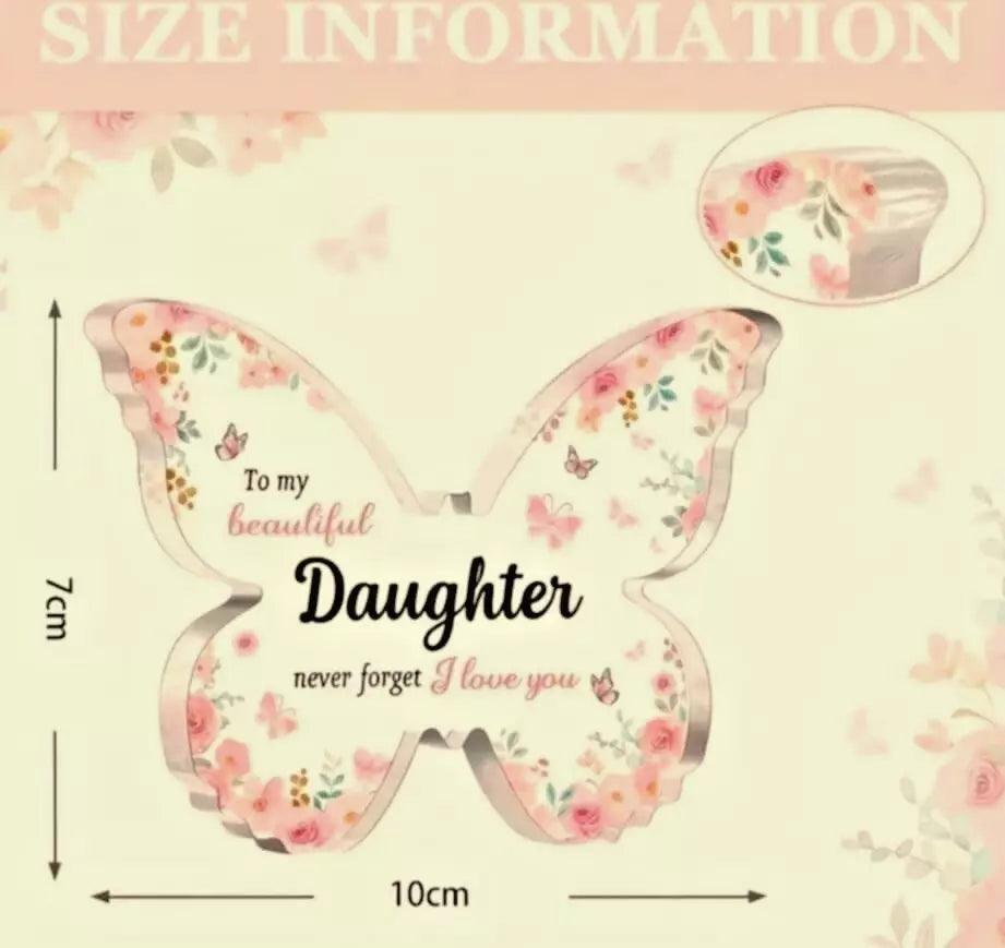 Daughter Never Forget-I Love You Butterfly Acrylic Plaque Sign - Heartfelt Birth - Epic Entertainers