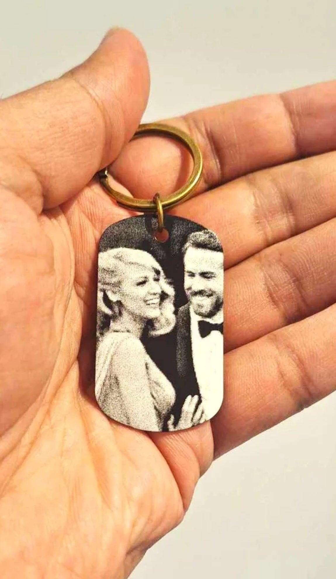 Personalised Custom Engraved Keychain with Your Photo - Photo Keychain Gift for Valentine's Day, Anniversary, Birthday - All Occasions Gift for Him/Her, Upload Your Design for a Special Keepsake - Epic Entertainers