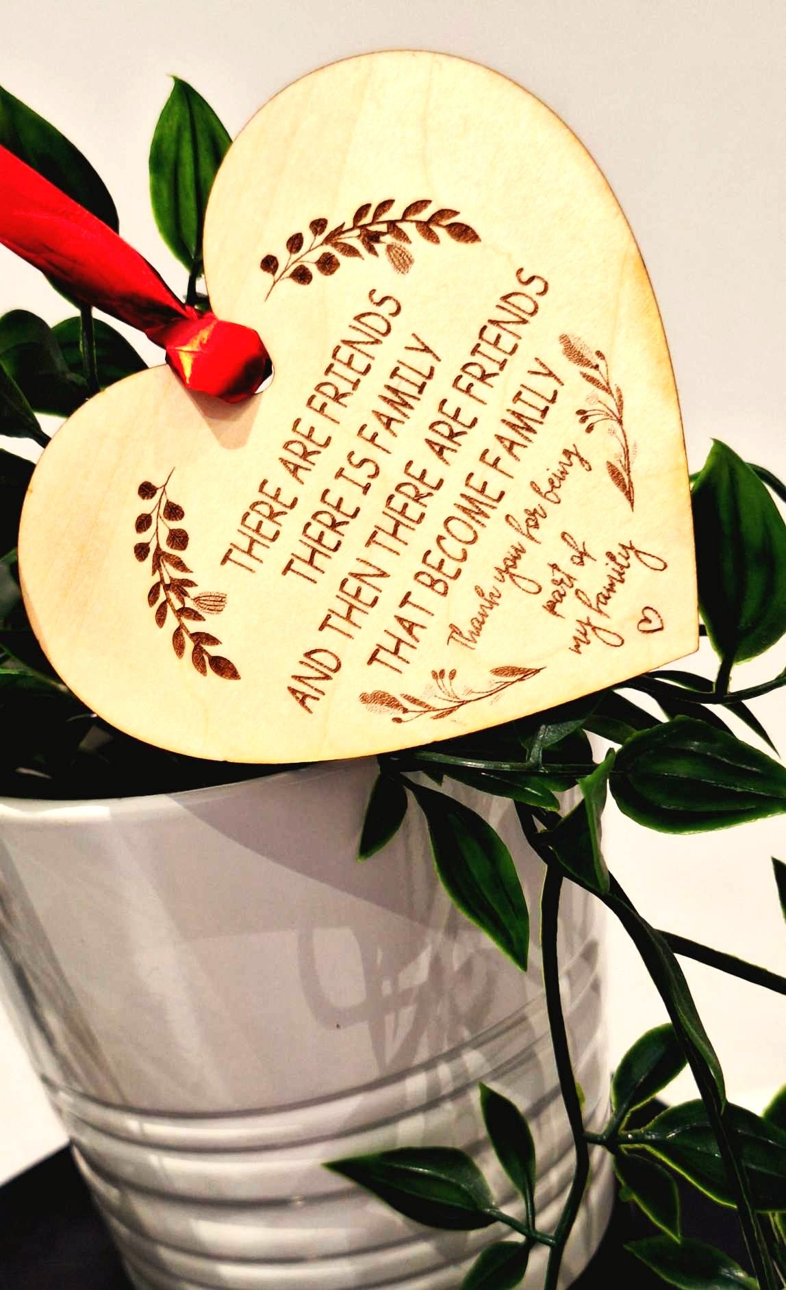 wooden heart thank you sign,laser engraved heart gift